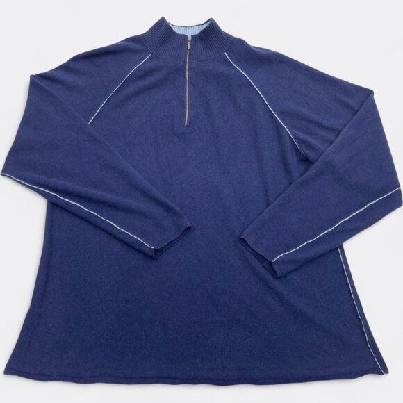 Brookmore Blue Men's Cashmere Zip Collar Long Sleeve Sweater 2XL XXL - Picture 4 of 8